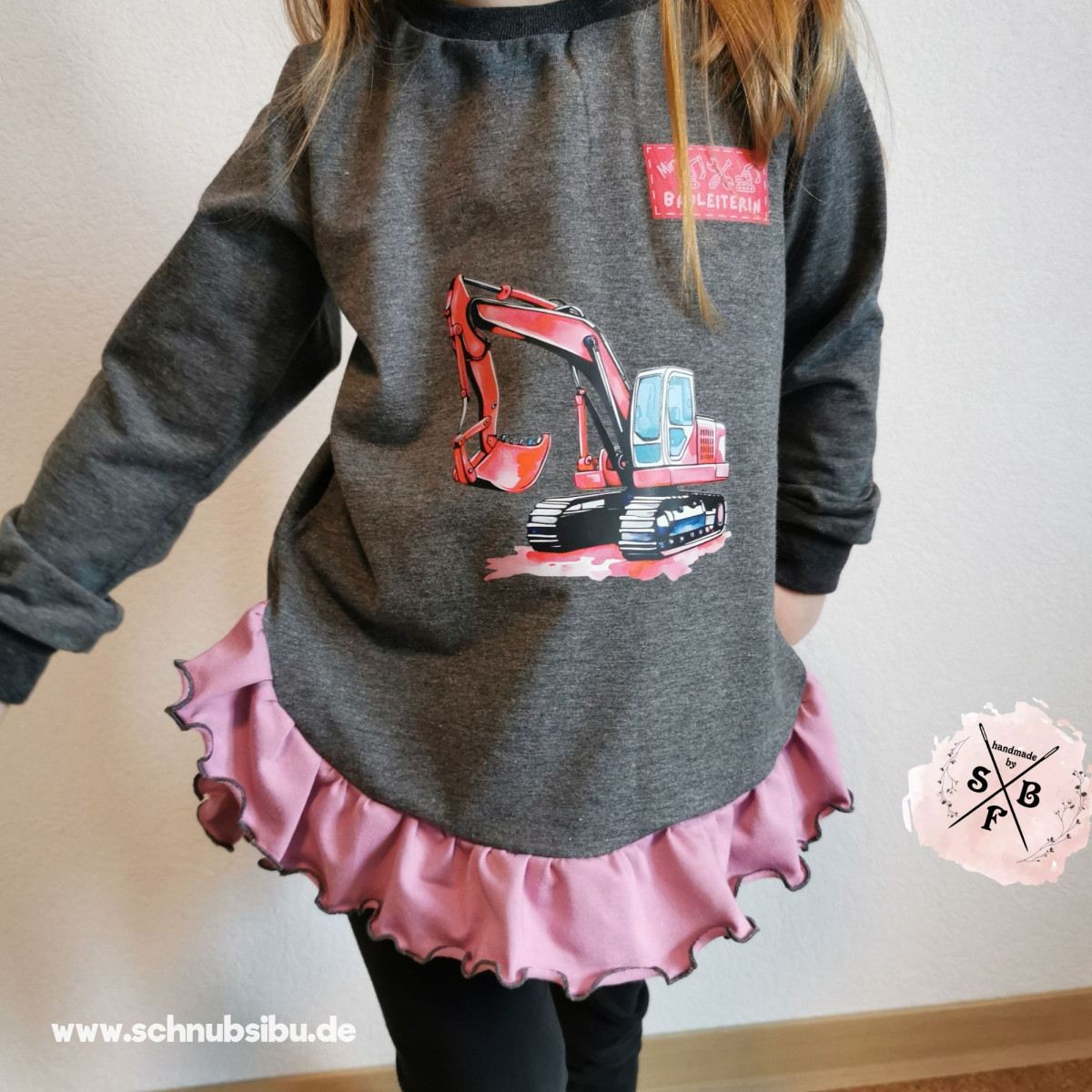 Bügelbild Bagger pink